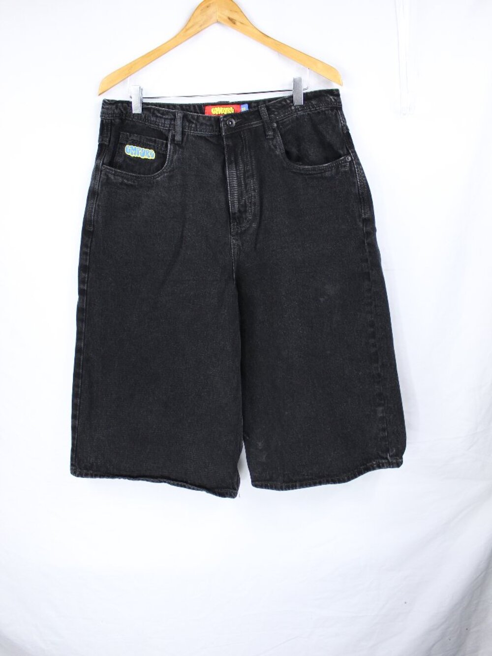 EMPYRE MEN'S DRAWSTRING BLACK DENIM SK8 SHORTS SIZE 32 SKATE GRUNGE STREETWEAR